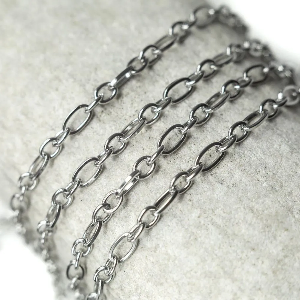 цепочка "фигаро 304", цвет стальной, звено 6x3x0.7 мм