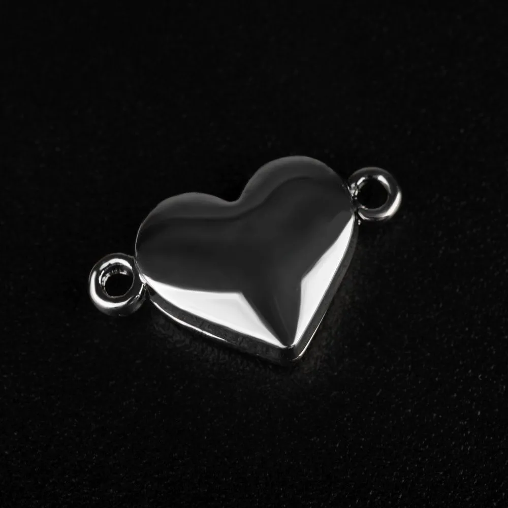 застежка магнитная "сердечко", покрытие платина, 11x18.5x5 мм