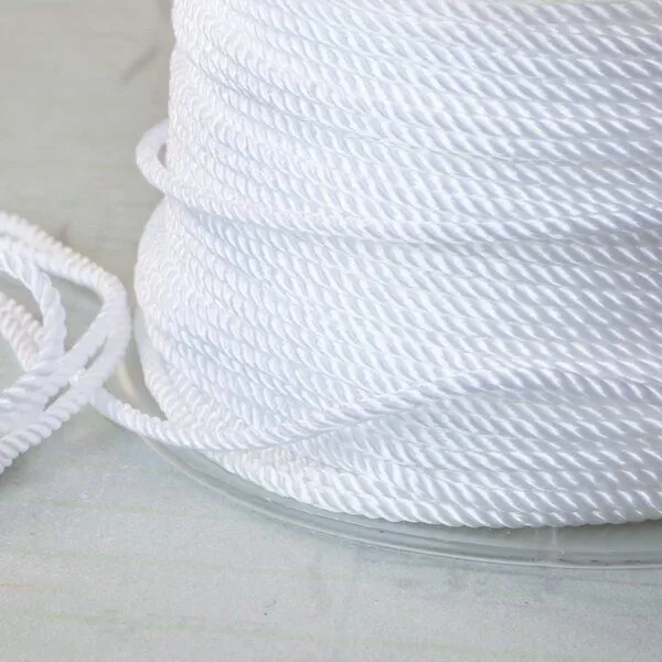 шнур витой из нейлона, цвет белый, 1.5 мм