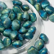 Бусина "Ракушка", стекло, цвет оливково-голубой, 12х14.5х10 мм