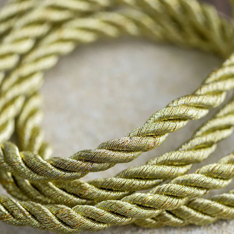 шнур витой из нейлона, цвет золото, 5 мм