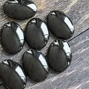 Кабошон стеклянный, овальный, черный, 25х18 мм