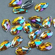 Стразы пришивные Teardrop, смола, топаз АВ, 10.5х18 мм