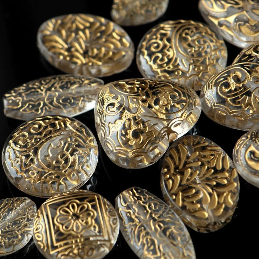 микс акриловый разной формы "золотой ажур", цвет прозрачный