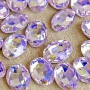 Кабошон стекло Кристалл, овальный, цвет Lt.Pink AB, 18х13 мм