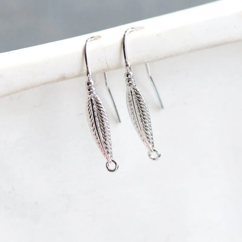 швензы "орлиное перо", покрытие платиной, 30x5 мм 