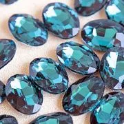 Кабошон стекло Кристалл, овальный, цвет Capri Blue, 18х13 мм