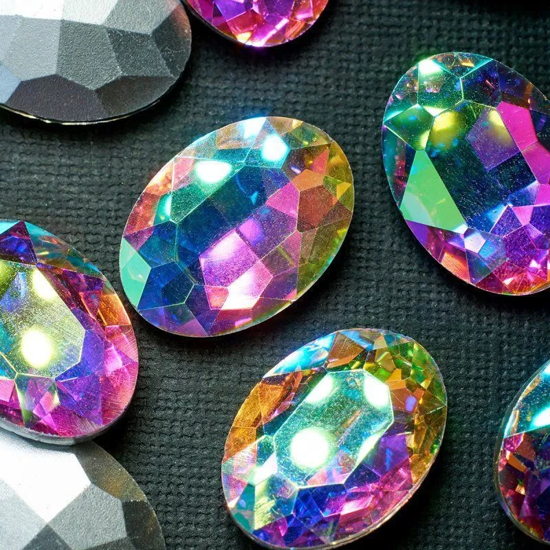 кабошон стекло кристалл, овальный, цвет crystal ab, 25х18 мм
