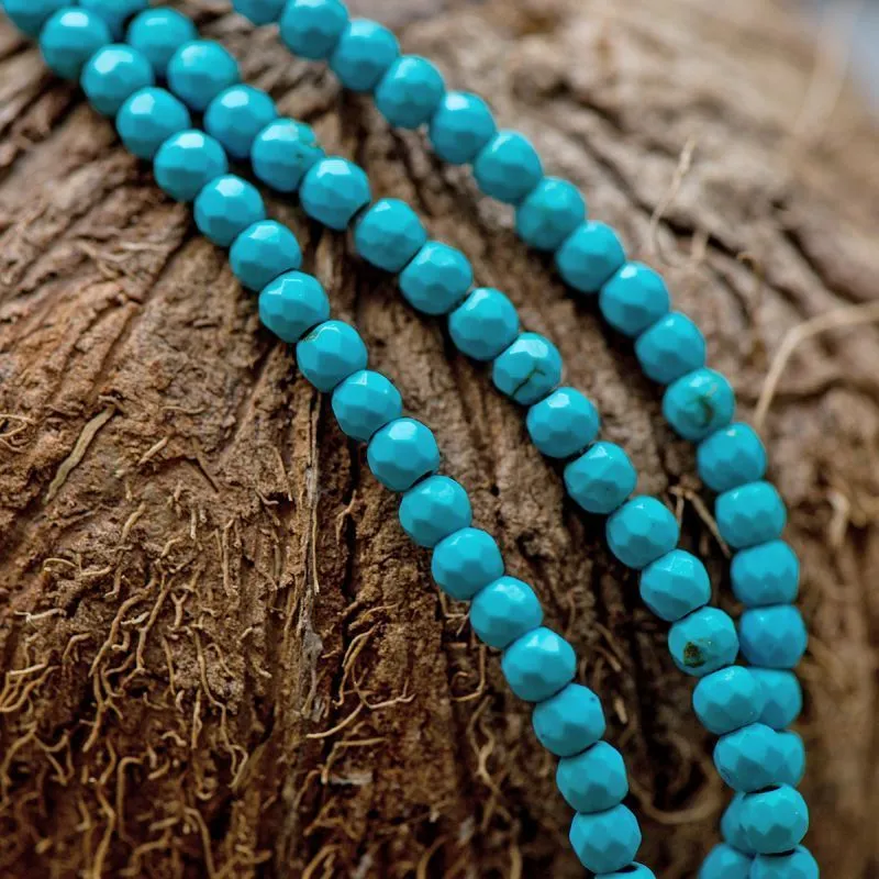 бусина говлит (хаулит), граненая, цвет античный голубой, 4 мм