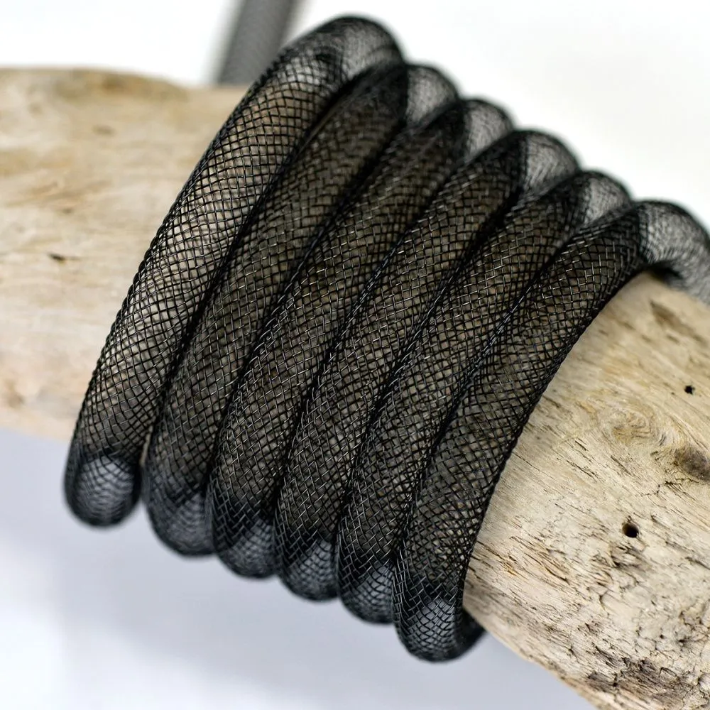 ювелирная сетка, пластик, цвет черный, диаметр 8 мм