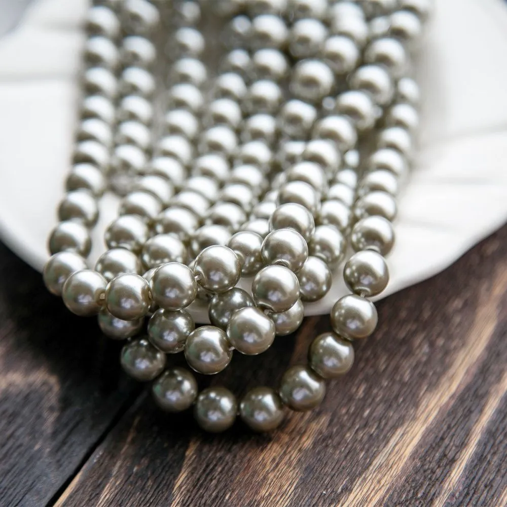 бусина, имитация жемчуга, стекло 10, цвет серебристый, 10 мм