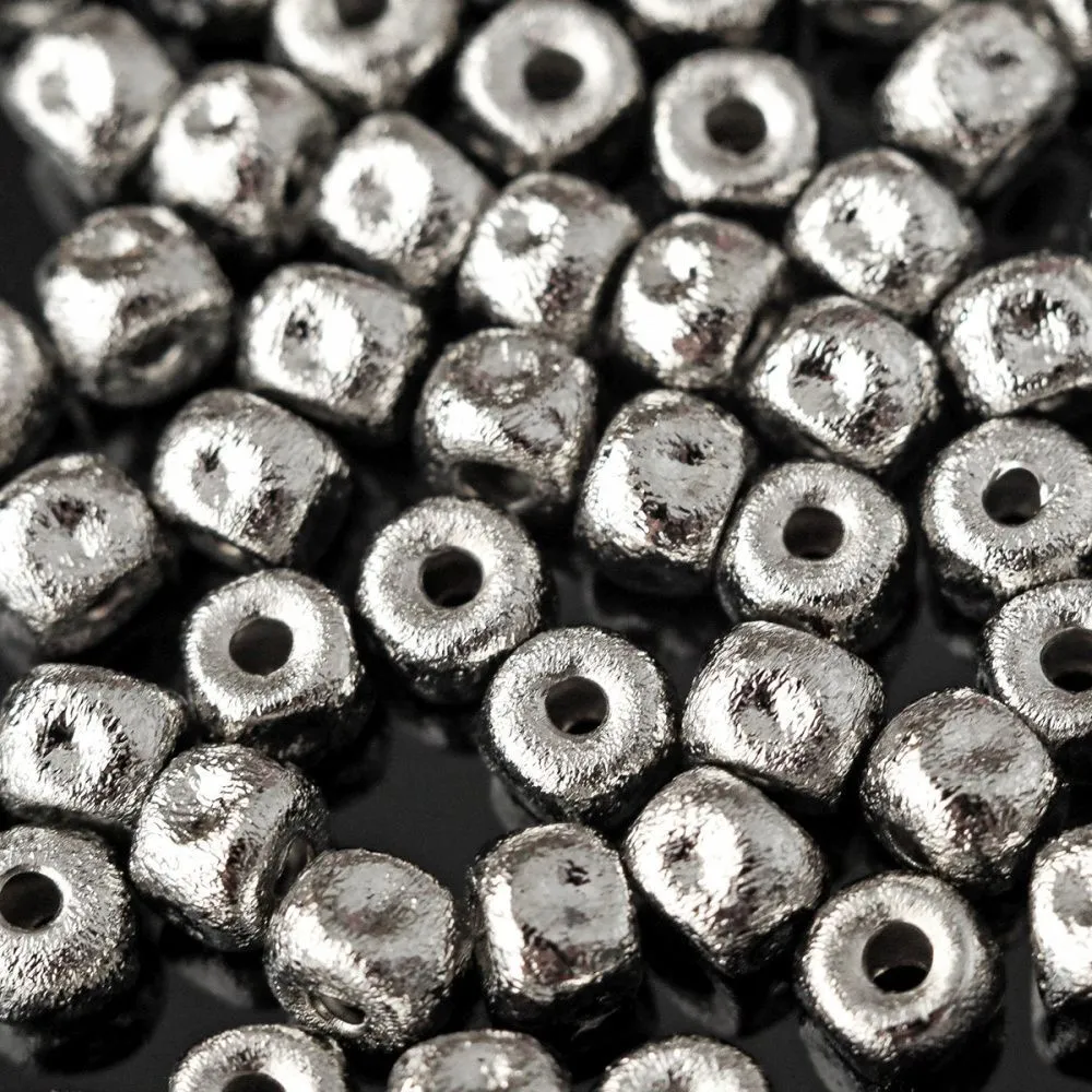 бусина, металл "текстура", покрытие платина, 5.5x4.5 мм