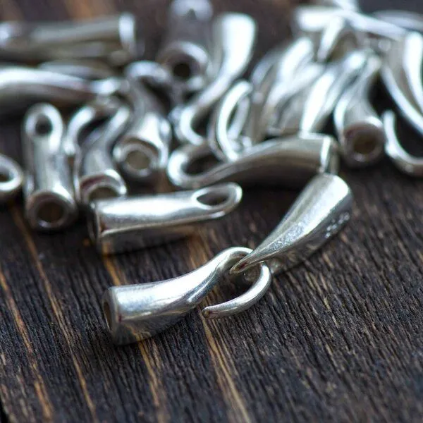 Замочки застежка "крючок", цвет серебро, 45x8x8 мм