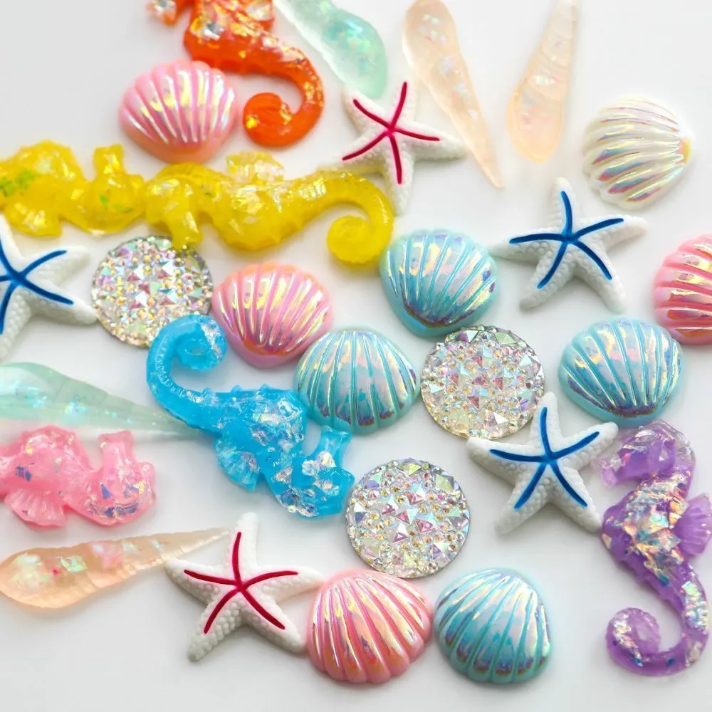 кабошон из смолы "морское дно", цветовой и размерный микс