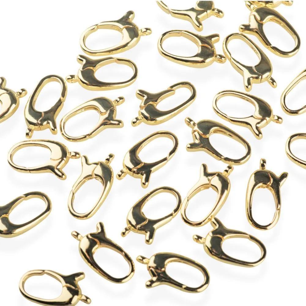 замочек-карабин "овал", позолота, 13.5x8x3 мм