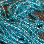 Бусина "Капля", граненая, стекло, цвет бирюзовый, 8х6 мм