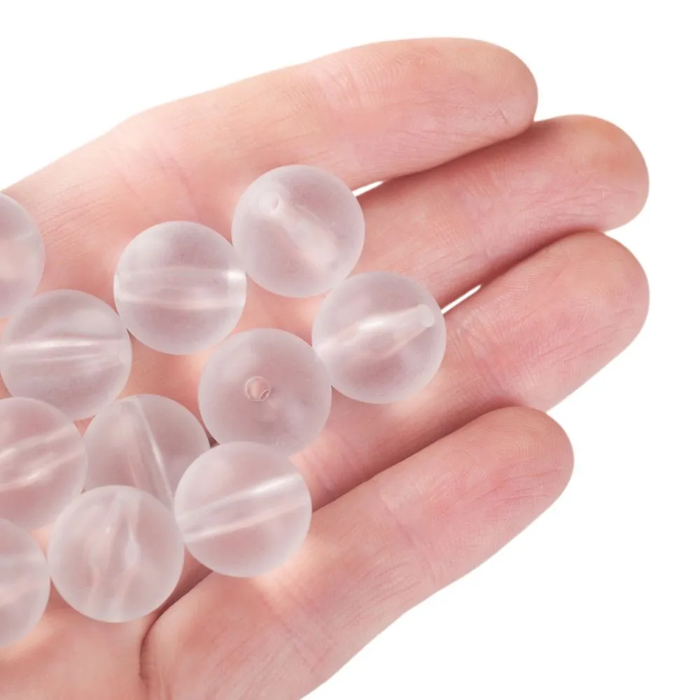 бусина, акрил 14, матовая, цвет прозрачный, 14 мм