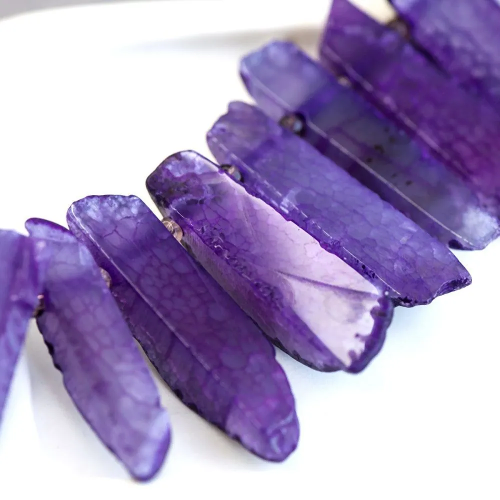 (им) бусина агат, багет, цвет сиреневый, размерный микс