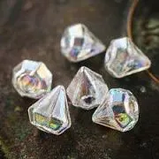 Бусина, Лэмпворк "Даймонд", цвет прозрачный АВ, 16-17x15-15.5x13.5-14.5 мм