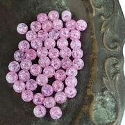 Бусина, стекло "Кракле", цвет светло-сливовый, 8 мм