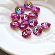 Кабошон стекло Риволи, цвет Siam Shimmer, 14х7 мм