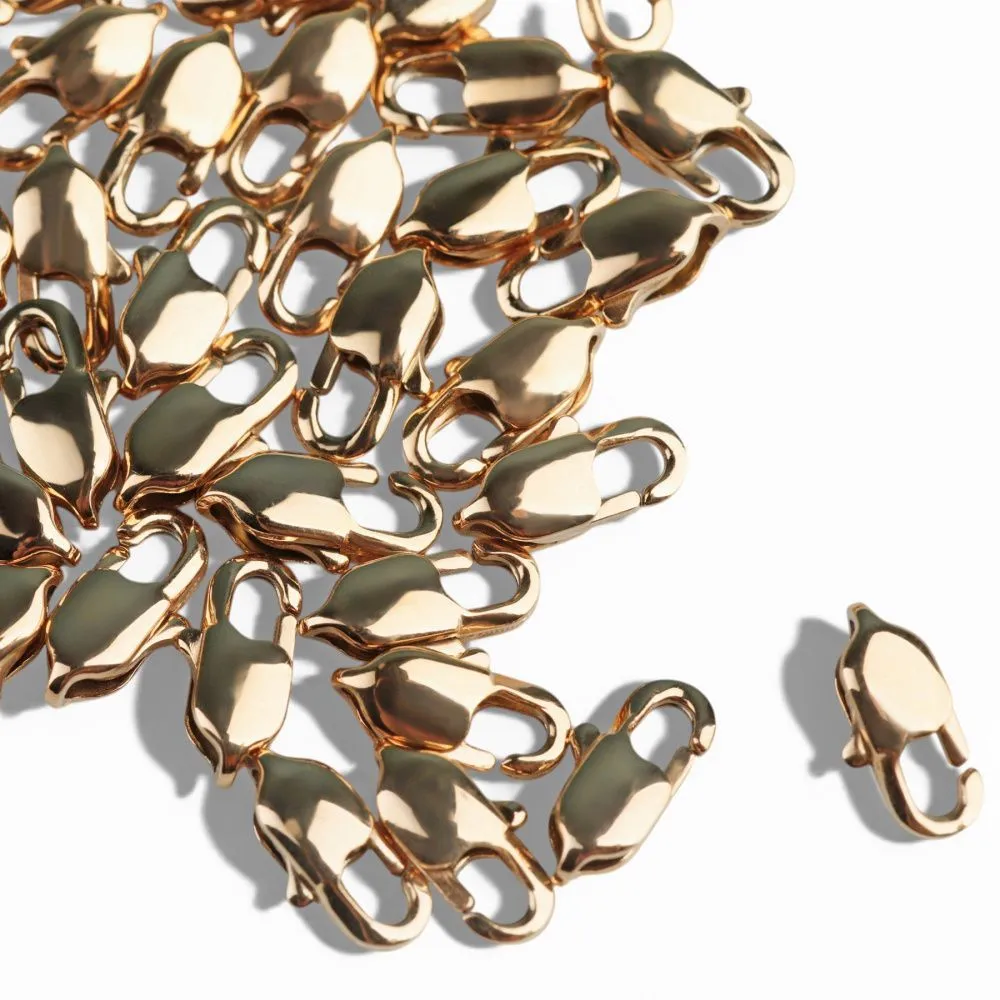 замочек-лобстер прямоугольный, позолота, 9x5x3 мм