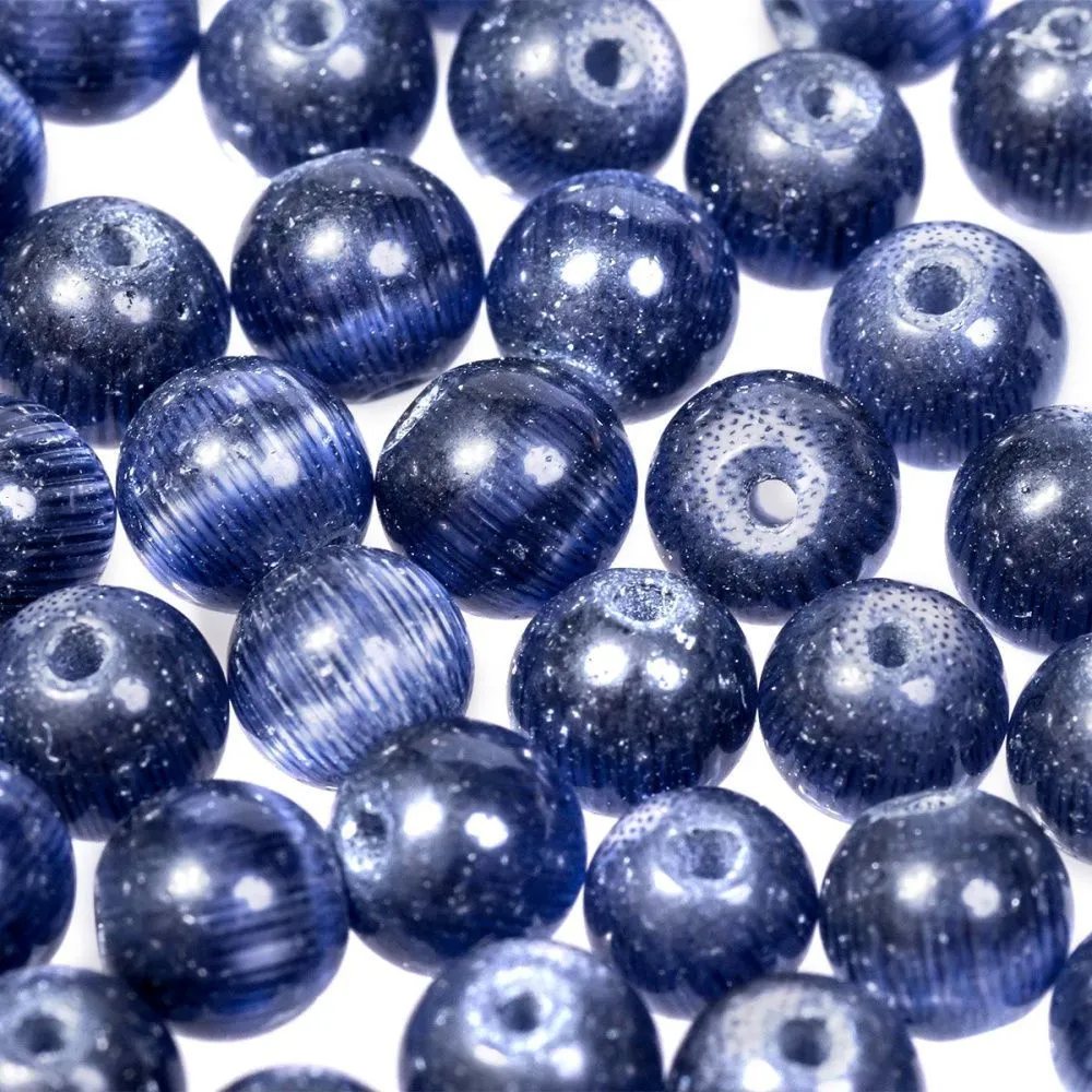 бусина "кошачий глаз", стекло, цвет темно-синий, 5 мм