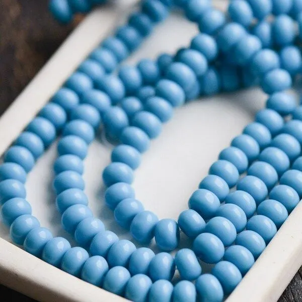 бусина, стекло, абакус, цвет голубой, окрашена, 8х5 мм