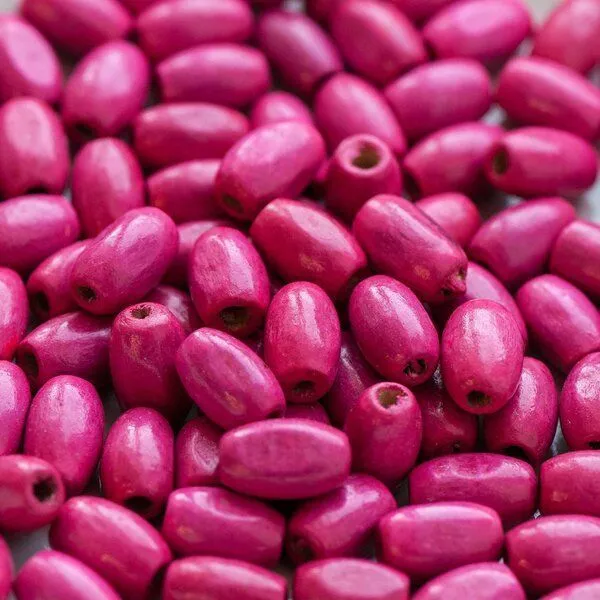 бусина дерево, овальная, цвет фуксия, 12х8 мм