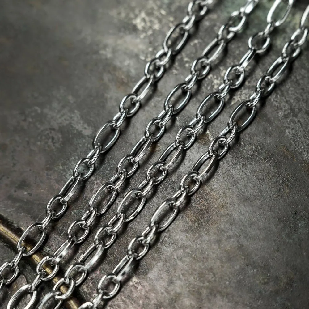 цепочка "фигаро 304", цвет стальной, звено 6x3x0.7 мм