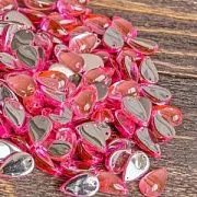 Стразы пришивные "Капля", акрил, цвет розовый, 15х9х6 мм