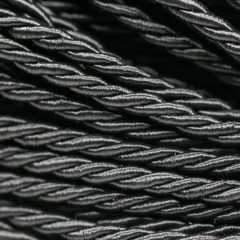 шнур витой из полиэстера, цвет черный 3.5 мм