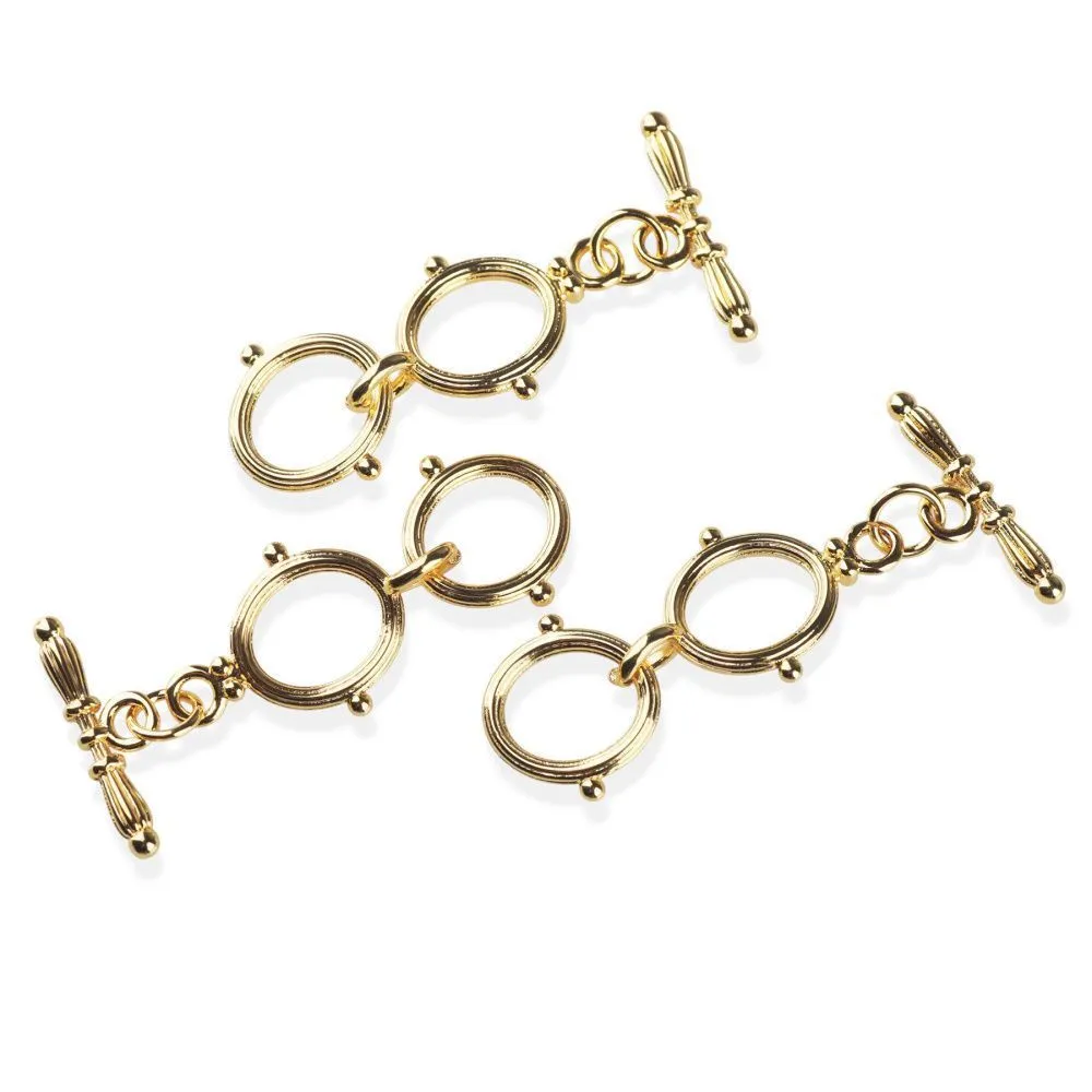 застежка-тоггл "дуо", позолота, 29.5x12 мм