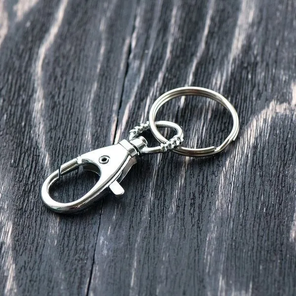 карабин, цвет платина, для брелоков, с кольцом, 75х29 мм