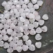 Бусина кварц сердечко граненое, цвет розовый, 10x10 мм (стренд 5 шт)