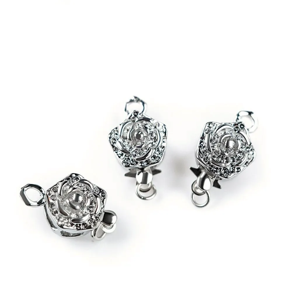 замок для украшений "цветок", цвет платина, 15x10 мм