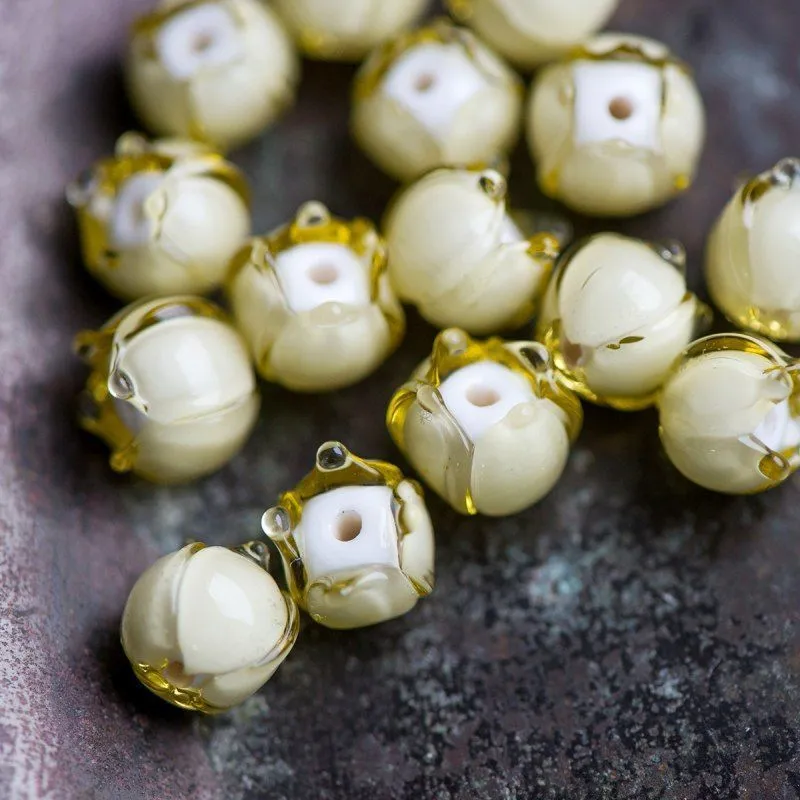 бусина, мурано "ландыш", желтый, 7х7 мм