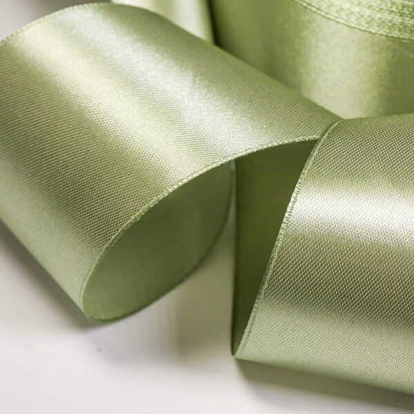 лента, атлас, цвет серо-зеленый светлый, ширина 50 мм ленты