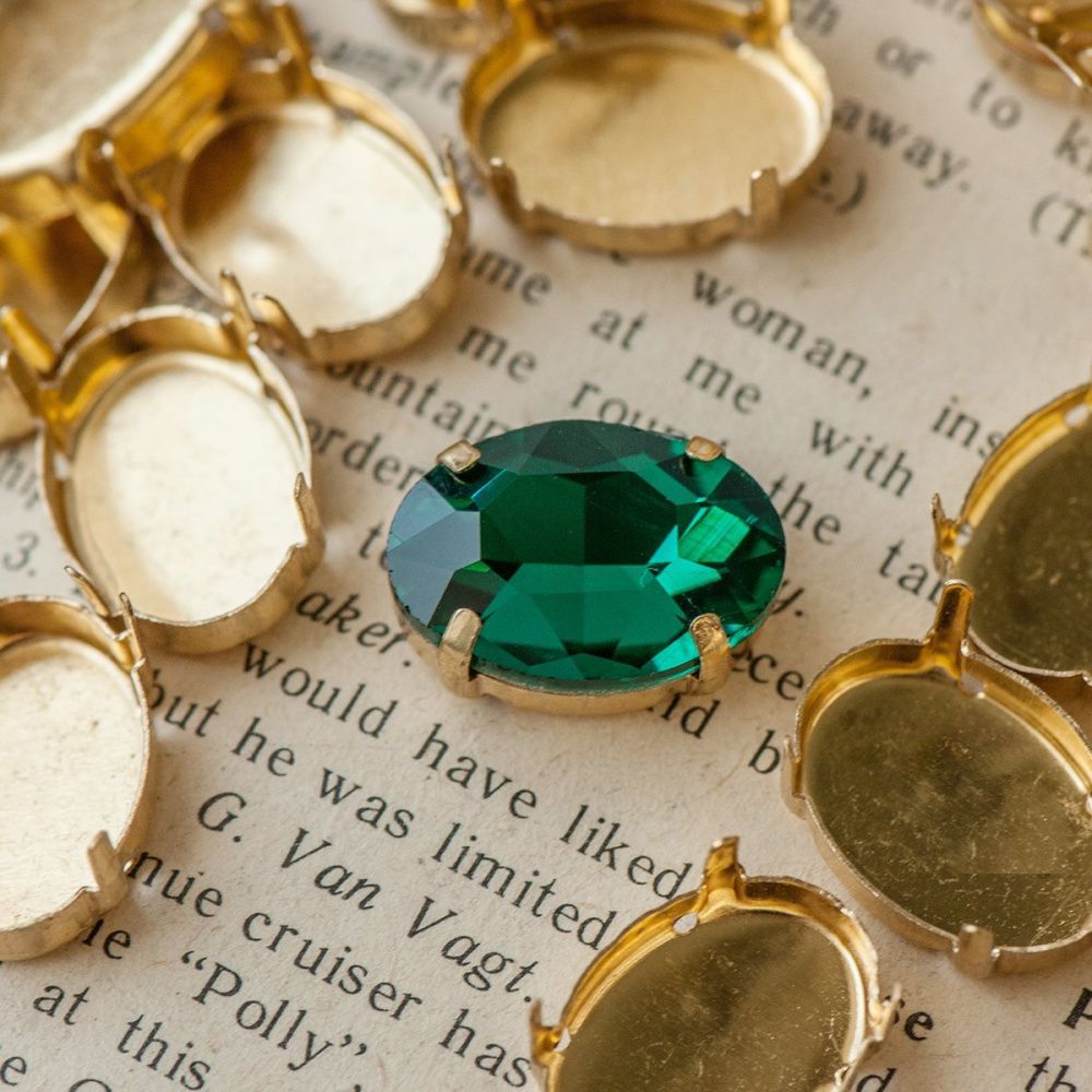 цапы для стразов овальные, закрытые, цвет золото, 16х13 мм