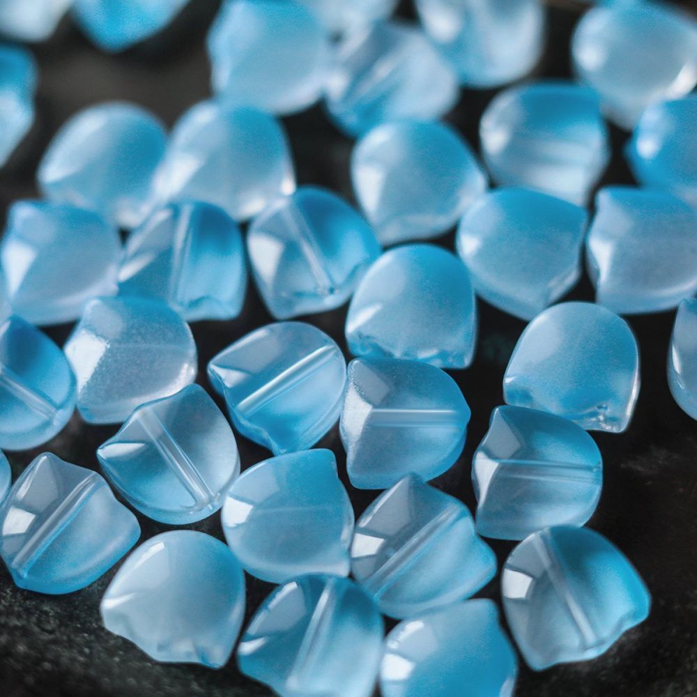 бусина "тюльпан", стекло, цвет голубой, 9 мм