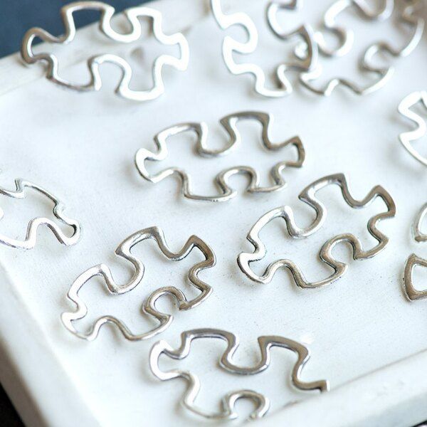 коннектор "пазл", цвет античное серебро, 30x18x3 мм