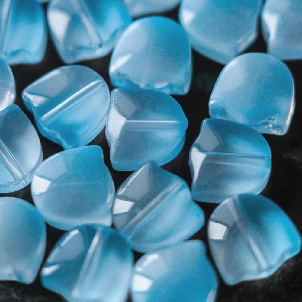 бусина "тюльпан", стекло, цвет голубой, 9 мм