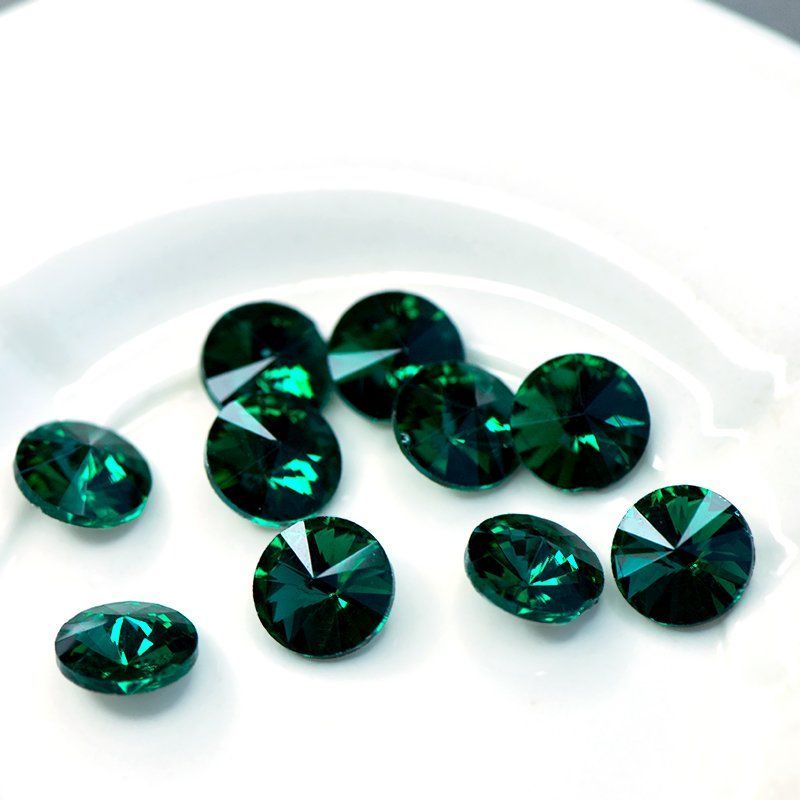 кабошон стекло риволи, цвет blue zircon, 12 мм