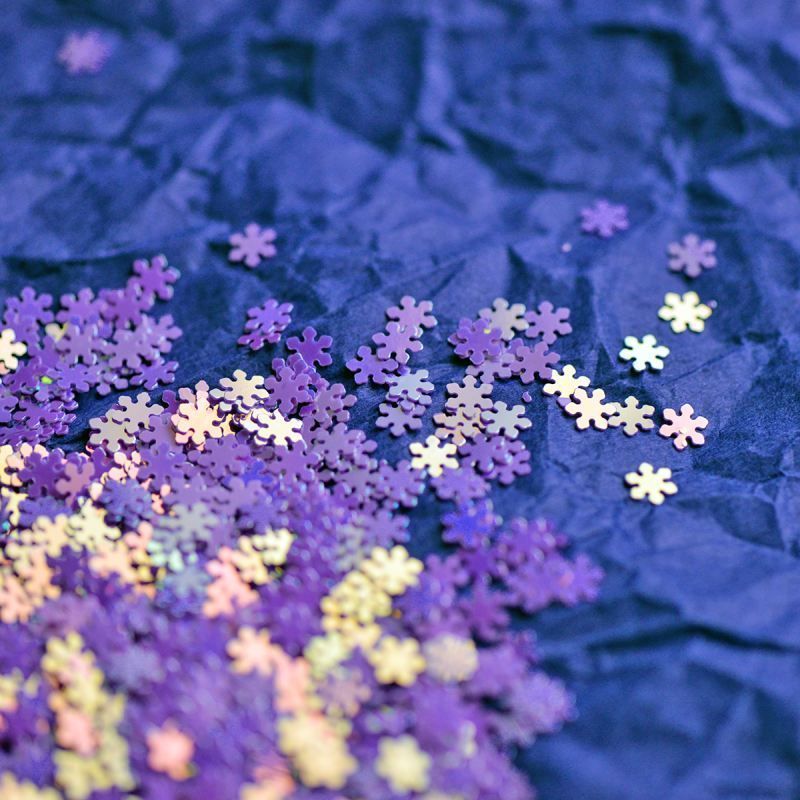 пайетки-снежинки, лиловый радужный, 5 мм (уп 5 гр)