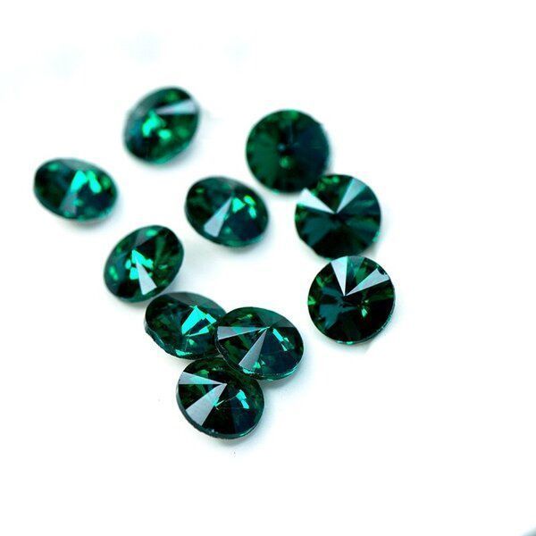 кабошон стекло риволи, цвет blue zircon, 12 мм