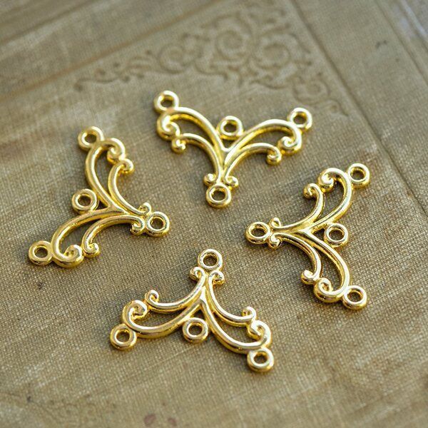 коннектор "завитушки", цвет золото, 27х21х1.5 мм