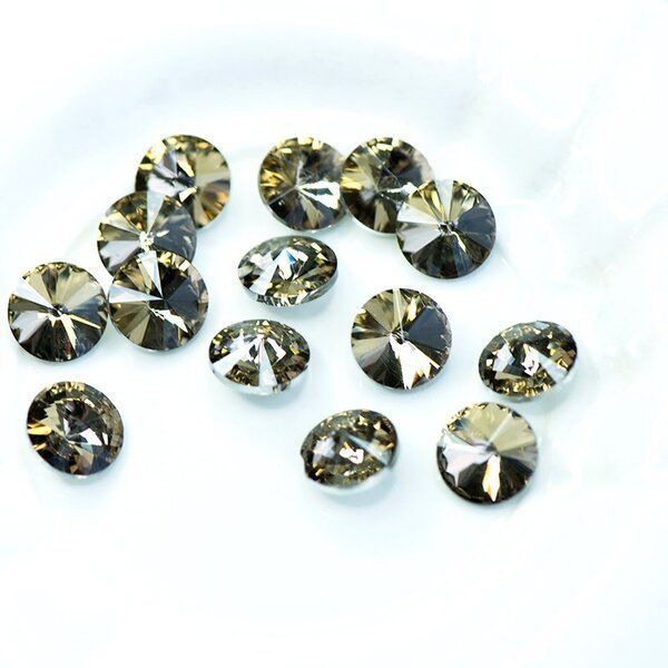 кабошон стекло риволи, цвет lt.col.topaz, 12 мм