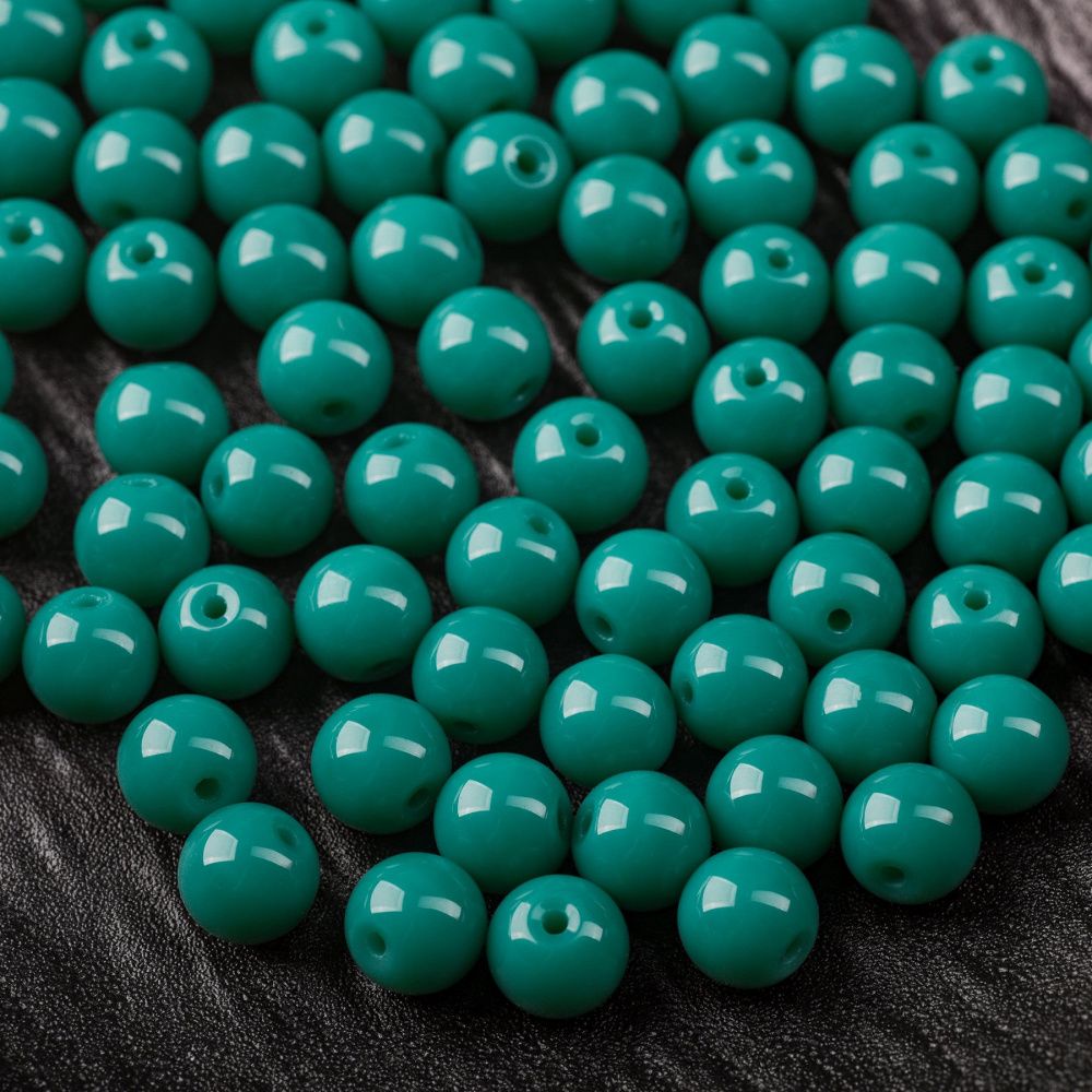 бусина, стекло 10, цвет св. малахитовый, 10 мм