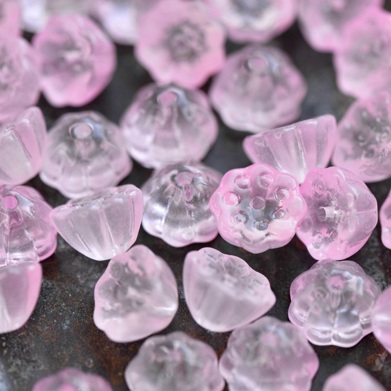 бусина "бутон лотоса", стекло, цвет розовый, 11x10.5x8 мм