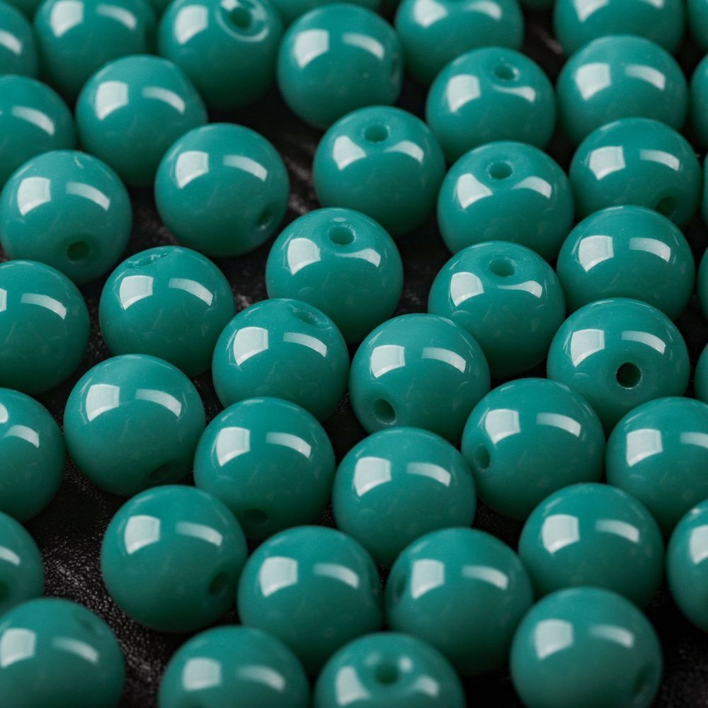 бусина, стекло 10, цвет св. малахитовый, 10 мм